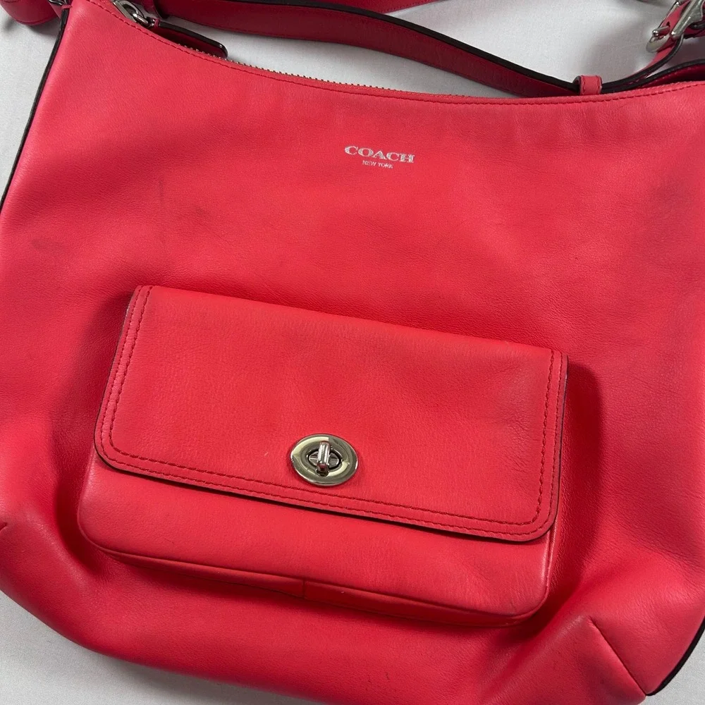 Coach Legacy Courtenay Hobo Purse 2 Way Shoulder Bag Bright Coral Style #22381